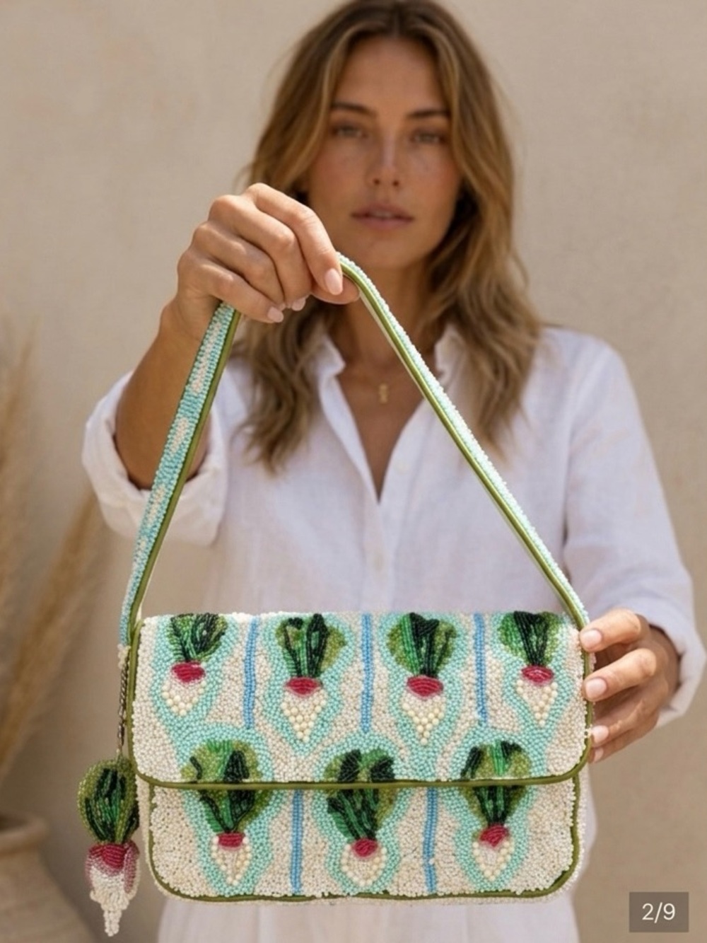 NWT Beaded Radish Shoulder Bag Cottagecore Farmers Market Chic